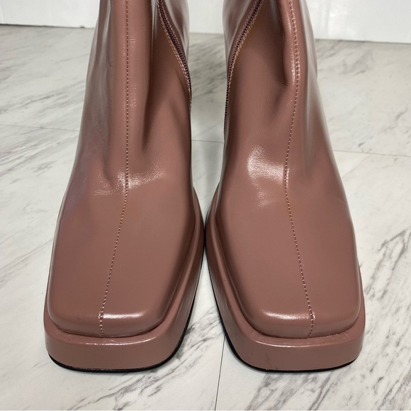 New! Jeffrey Campbell Maximal Square Toe Pink Leather Heeled Bootie 11 - Picture 11 of 15